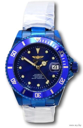 Часы Invicta Pro Diver Automatic Blue Label, новые. Механика, оксидированные корпус и браслет. Водозащита WR 200 м по ISO 22810.