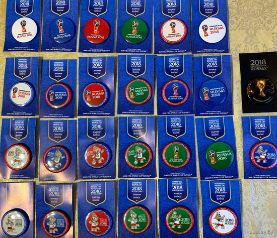 Полный набор из 26 значков Fifa с Чемпионата мира 2018 года