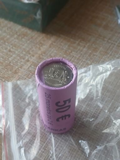 2 евро unc  в банковской тубе