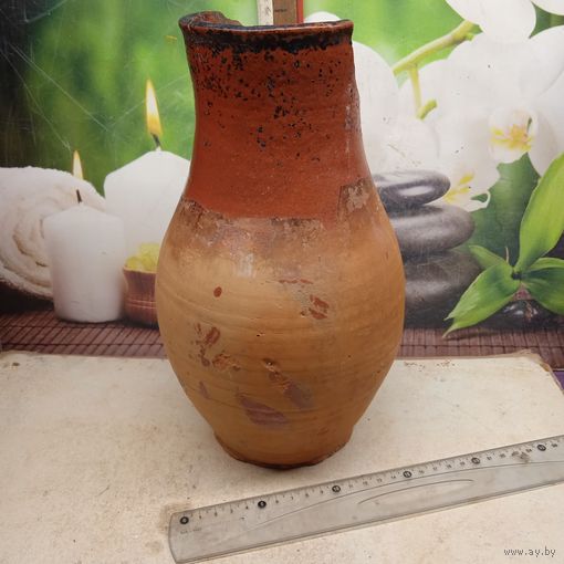 Гляк, глиняный кувшин старинный. большой.