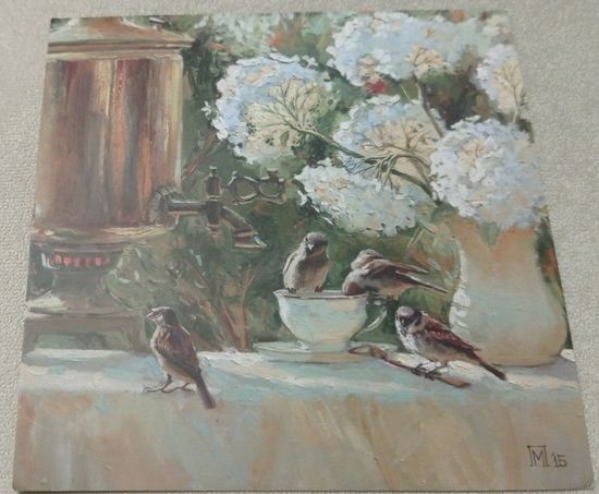 Посткроссинг. Открытка "Деревенские гости", худ.Мария Павлова (13,5х13,5). Прошла почту. Художественные марки, чёткий штемпель.