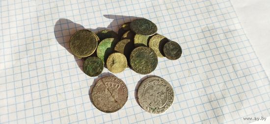 Монеты РП 18 монет.  6 грошей 1665, 6 грошей 1756, гроши, солиды