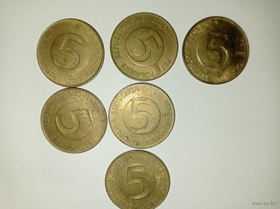 Словения, 5 толларов, 1992,1993, 1994 г