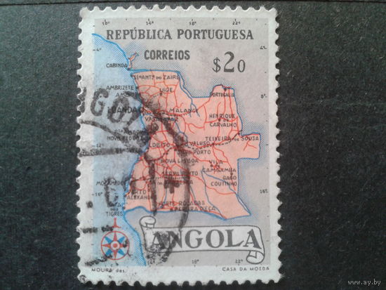 Ангола колония Португалии 1955 карта