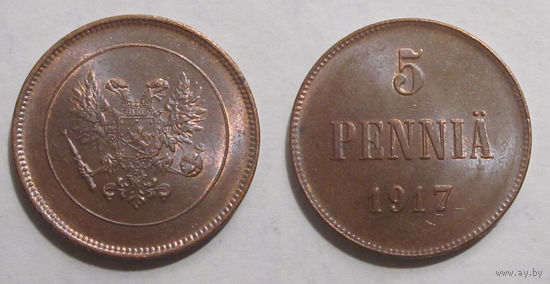 5 пенни 1917 UNC