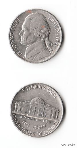 США 5 центов 1991 (P) года