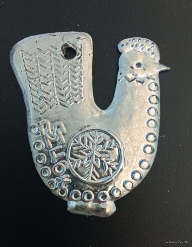 Ёлочная игрушка СССР Курочка пластик a-la картонаж