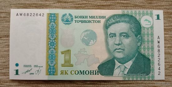 Werty71 Таджикистан 1 сомони 1999 UNC банкнота