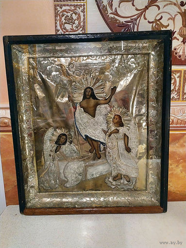 Икона 54 см. Воскресение Христово 19 век.