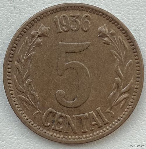 Литва 5 центов 1936 г.