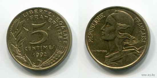 Франция. 5 сантимов (1992, XF)