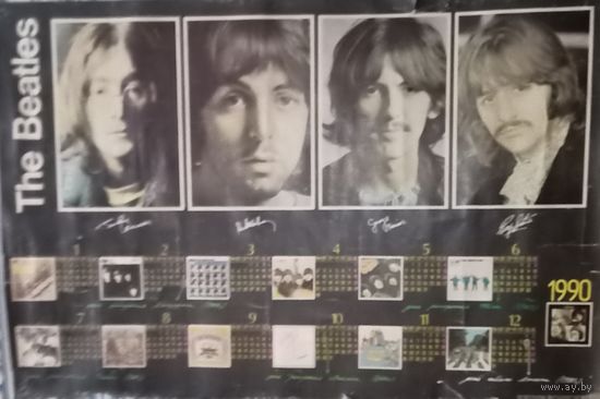 Плакат-календарь, группа The Beatles, 1990 год