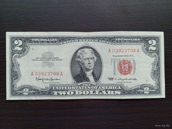 США 2 $ 1963 год красная печать