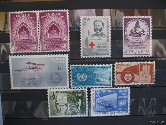 Индия.  Одиночки  разных лет, от 1957 по 1969 гг.  каталог больше 40 евро.  см. условие.