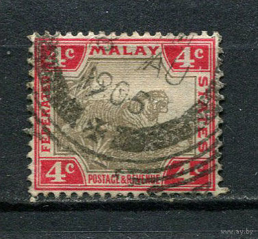 Федеративные Малайские штаты - 1904/1922 - Тигр 4С - [Mi.29b] - 1 марка. Гашеная.  (Лот 73Gv)-T4P17