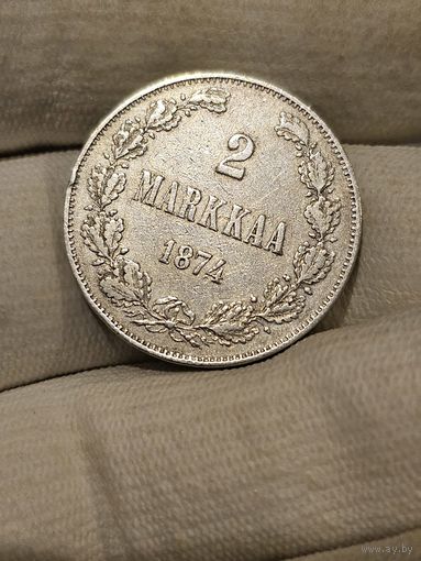 2 марки для Финляндии 1874 .Александр Третий