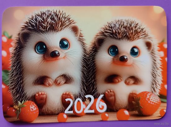 Ёжики. Календарик, глянец, 2026. Траско