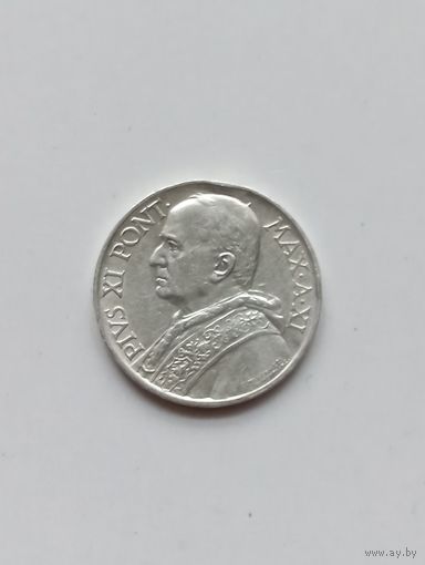 Ватикан. 5 лир 1932 г. папа Пий XI, Святой Петр в лодке /серебро