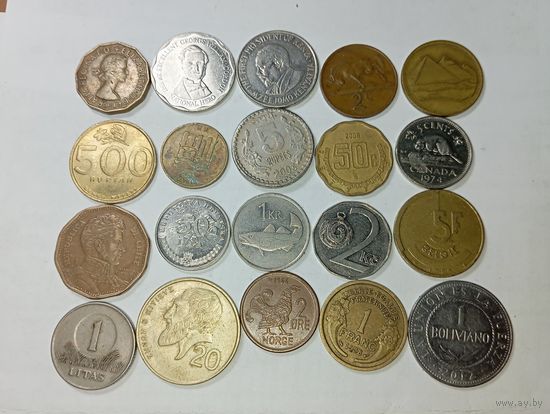 Сборный лот монет : 20 монет из 20 стран .