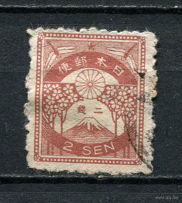 Японская империя - 1923 - Вулкан Фудзияма и цветущие вишни 2S - [Mi.163x] - 1 марка. Гашеная.  (Лот 58EH)-T5P9