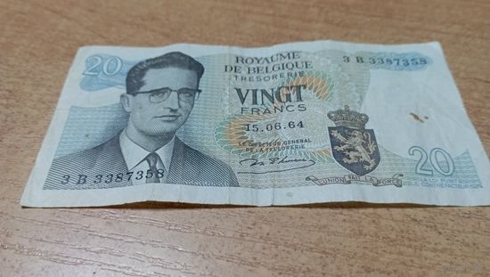 20 франков 1964 года Бельгии **7358