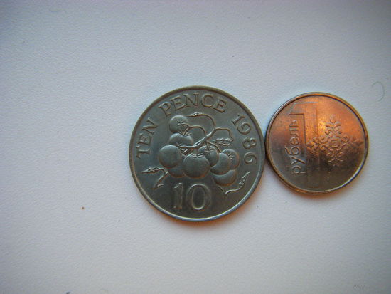 Гернси 10 пенсов 1986г.