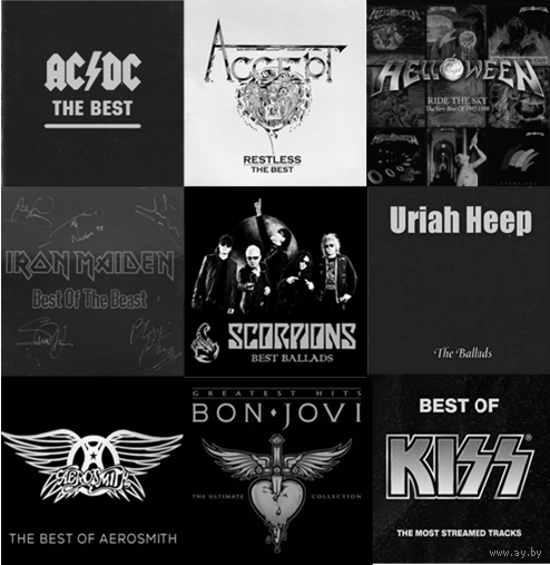 CD диски The Best Of Accept, AC/DC, Iron Maiden, Bon Jovi, Aerosmith, Helloween, Scorpions, Kiss, Uraih Heep