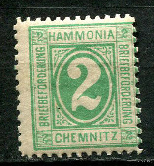 Германия - Хемниц - Местные марки - 1887 - Цифры 2Pf - [Mi.8] - 1 марка. MNH, MLH.  (Лот 94CL)