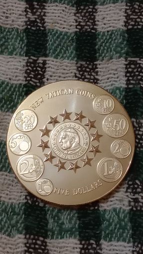 Либерия 5 долларов 2003 новые монеты Ватикана