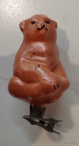 Елочная игрушка на прищепке. Медведь. Мишка.