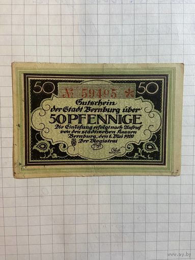 50 пфеннингов (нотгельды) г. Германия.