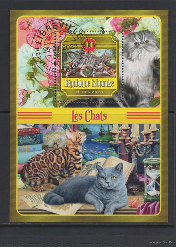 Габон 2023 Домашние животные Кошки Фил.гашение