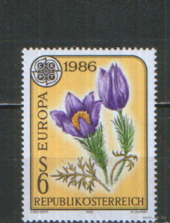 Полная серия из 1 марки 1986г. Австрия "СЕРТ. Прострел большой" MNH