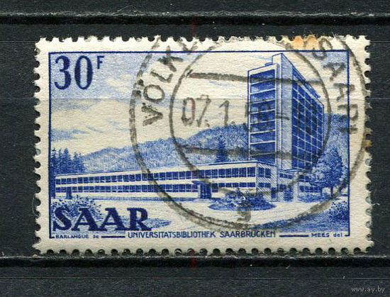 Саар - Французский протекторат - 1952/1955 - Архитектура 30Fr - [Mi.332] - 1 марка. Гашеная.  (Лот 81EG)-T2P9
