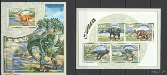 НИГЕР  2014 СЕРИЯ Блоков динозавры рептилии   фауна  MNH