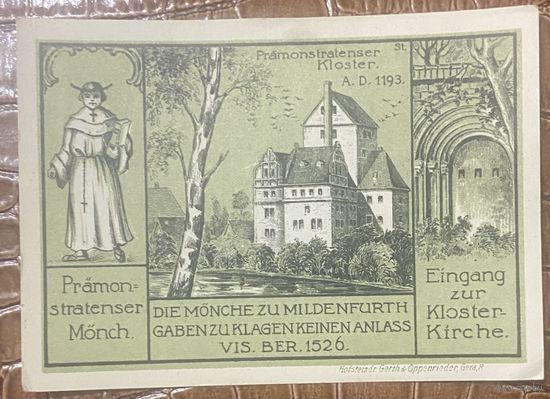 Нодгельд 50 пфеннигов 1921 год. Вюншендорф-на-Эльстере. Веймарская республика
