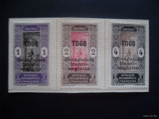 Того. Французская оккупация (Дагомея. Mi:TG 25,26,27) 1916