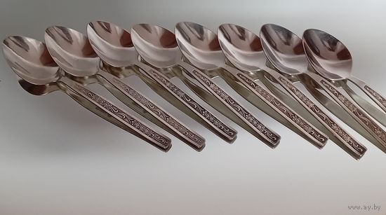 Ложки столовые. Мельхиор. Посеребрение. 8 ложек