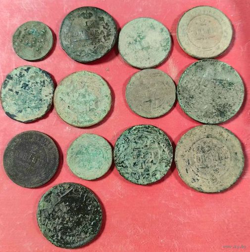 Лот медных монет 13шт РИ
