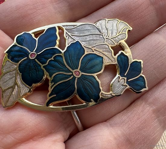 Брошь Цветы Клуазоне Fish Англия 60-е
