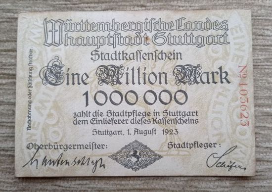 Werty71 Германия 1000000 марок 1923 1 миллион банкнота Штутгарт Баден - Вюртемберг