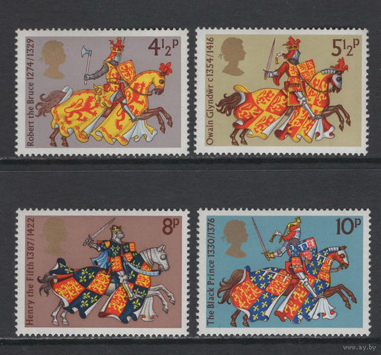 Британия 1974** Средневековые рыцари Англии Mi#654-657