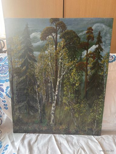 Картина холст масло березовая роща