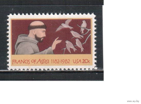 США-1982, (Мих.1604) , ** , Личности, Религия, Фауна (одиночка),