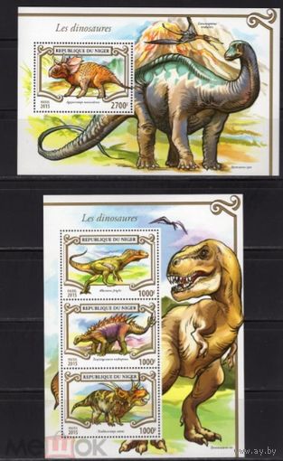 НИГЕР  2015 СЕРИЯ Блоков динозавры рептилии   фауна  MNH
