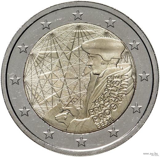 2 евро 2022 Эстония 35 лет программы Erasmus UNC из ролла