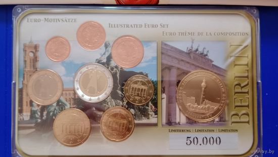Германия евро комплект 2004-2014 с позолоченной медалью Берлин unc.