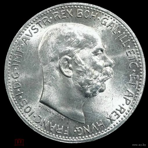 1 крона 1914 Австро-Венгрия  яркий штемпельный блеск