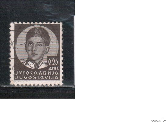 Югославия-1935(Мих.300у) гаш. , Стандарт, Король Петр II, разновидность по бумаге