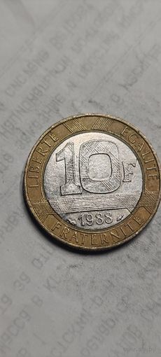 Франция 10 франк 1988